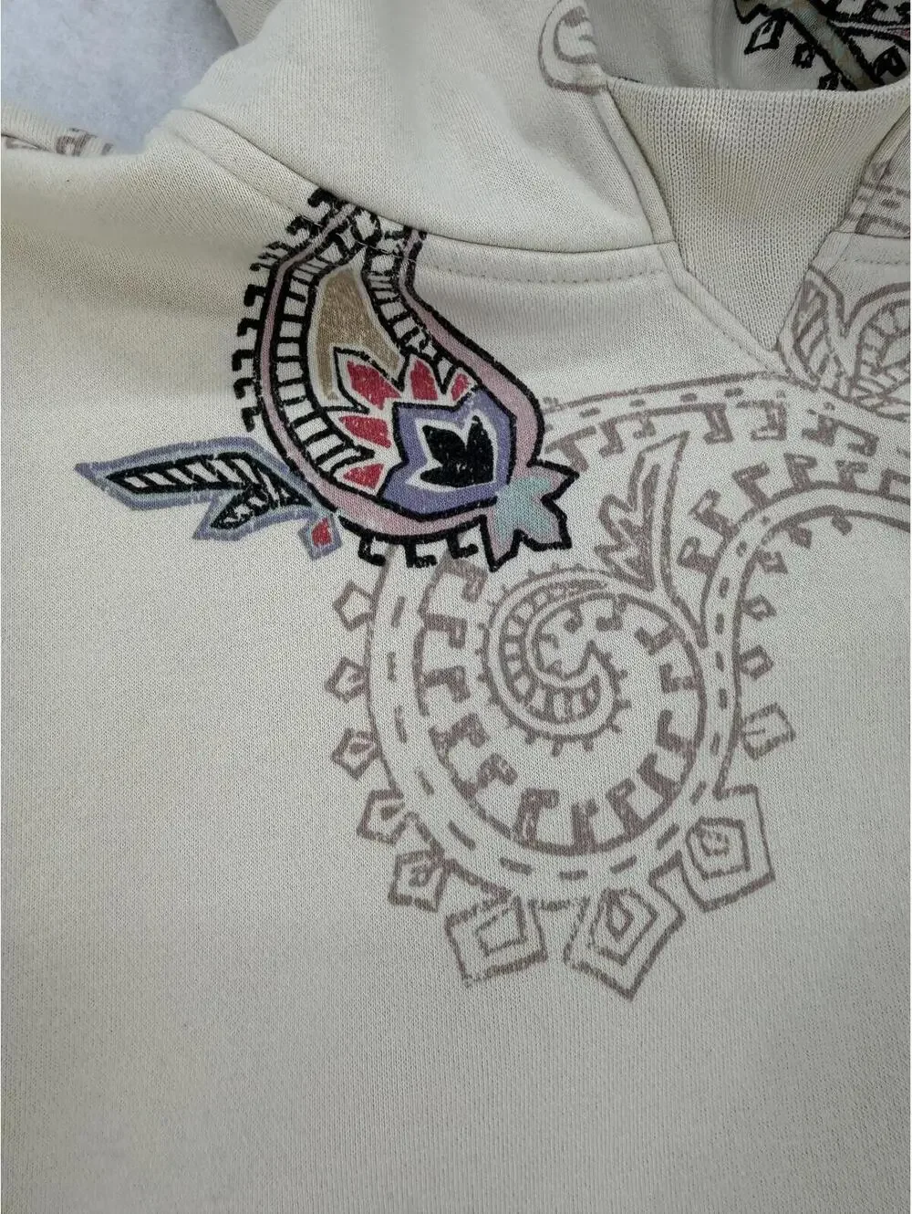 90s GAP‎ Hoodie Teen 8 Cream Paisley Vintage Streetwear